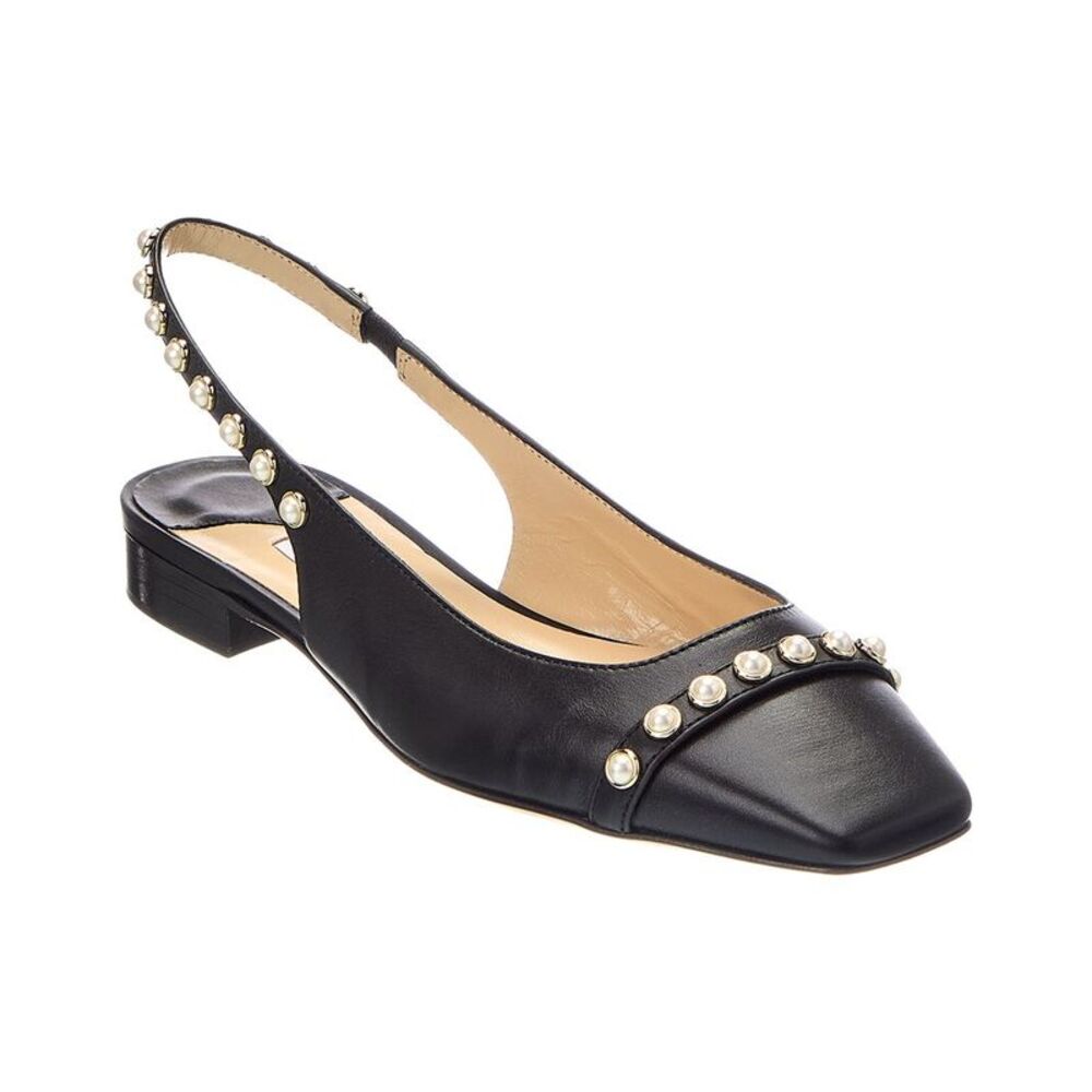 Jimmy Choo Hya 15 Leather Slingback Ballerina Flat, Black
